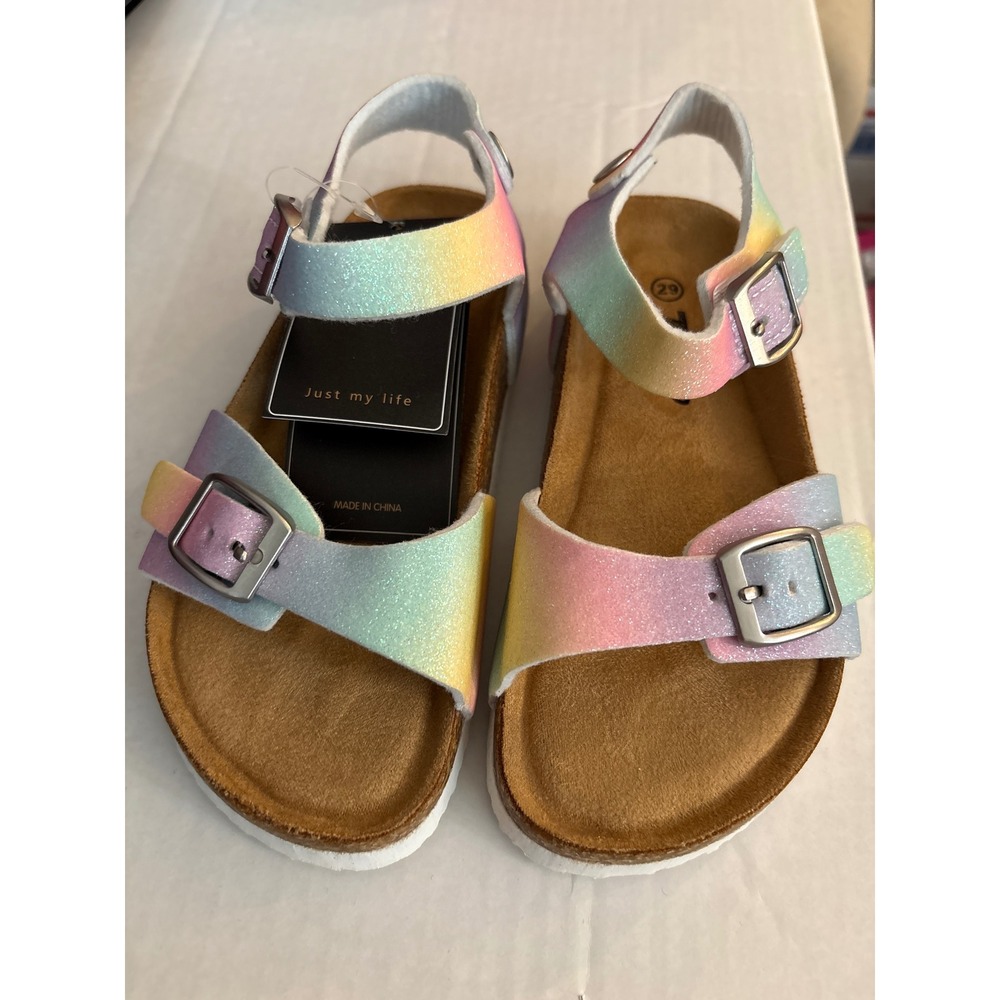 Torotto Girls Rainbow Glitter Ombre Cork Sandals Size 29 US 11.5 Little Kid
